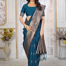 Flossy Woven Design Zari Art Silk Handloom Banarasi Saree image 2