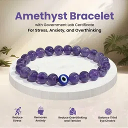 SENROAR Unisex Puprle Amethyst Evil Eye Charm Bracelet image 4