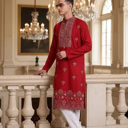 SZN Men Embroidered Thread Work Kurta image 2
