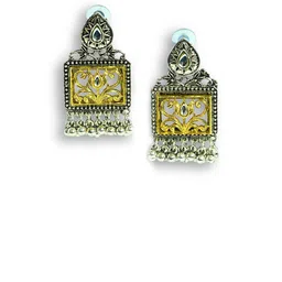 INC63 Silver & Gold-Plated Crystal Studded Oxidized Jewellery Set image 2