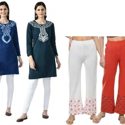 indeweaves Pack of 4 Women Self Design Wool A-line Kurta-picture-40