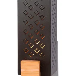 1ST TIME Black & Black Textured Wood Rectangle Shaped Wall Lamp-picture-30