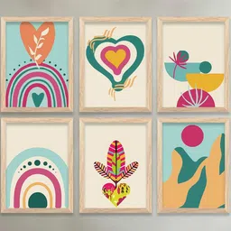 WALLLANE Brown 6 and more Piece Wood Abstract Wall Paintings image 3