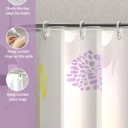 Aura 4-Pcs White & Yellow Printed Waterproof ShowerCurtainWithHooks image 2