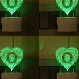 SOMIL Green & Blue 4 Pieces Printed Glass Heart Shaped Wall Lamps-picture-42