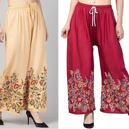 zarmin Pack of 2 Women Regular Fit Multicolor Cotton Blend Trousers-picture-14