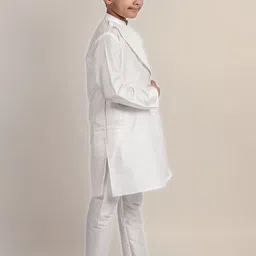 DEVOILER Boys Ethnic Motifs Printed Mandarin Collar Dupion Silk Straight Kurta image 4