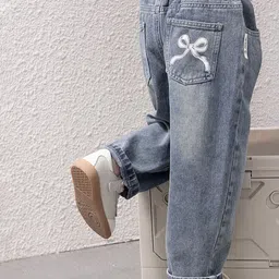 LULU & SKY Girls High-Rise Low Distress Heavy Fade Jeans image 4