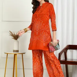 Sangria Bandhani Printed Tunic With Palazzos Co-Ords image 3
