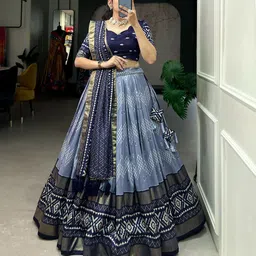 aayushyam enterprise Floral Print, Self Design Semi Stitched Lehenga Choli image 1