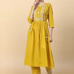 Anouk Rustic Women Floral Embroidered Regular Sequinned Kurta Trousers-image-29