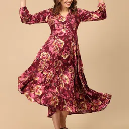 The Mom Store Women Floral Print Maternity A-Line Midi Dress-picture-34