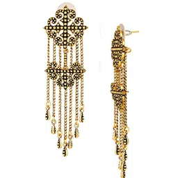 Voylla Gold-Plated Quirky Fringes Thrill Statement Dangler Drop Earrings image 4