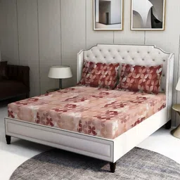 BOMBAY DYEING Orange Geometric Printed 100 TC Cotton Bedsheet Set 2.24 m x 2.24 m-picture-11