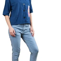 firstcutiepi Women Oversized Fit Self Design Spread Collar Casual Shirt image 4