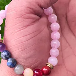 Apnisanskriti Unisex 7 Chakra Rose Quartz Stone Bracelet-picture-23