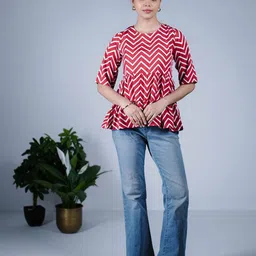 Eilaa Women Horizontal Stripes Tiered Top-image-22