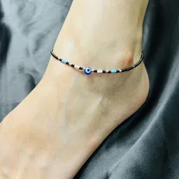 Arte Jewels 92.5 Sterling Silver Beaded Single Anklet image 4