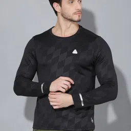 GREENLANDS Geometric Self Design Round Neck Long Sleeves Sports T-shirt-picture-12