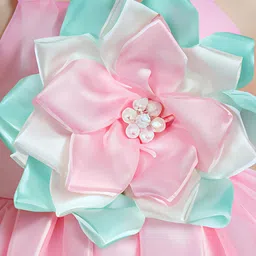 PINK LEAF Floral Balloon Dress image 3