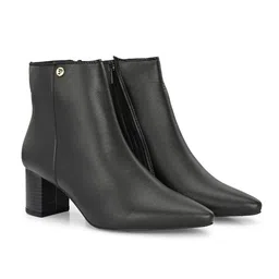 El Paso Women Black Solid Synthetic Trendy Ankle Pointed Shape Boots image 3
