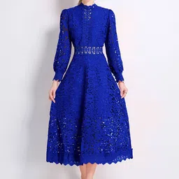 JC Collection Women Schiffli Fit and Flare Midi Dress-picture-10