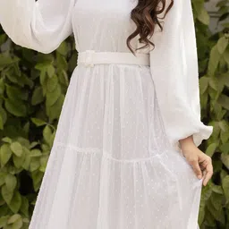 SARINKU Women Self Design Georgette Fit & Flare Maxi Dress image 2