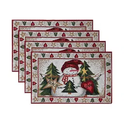 PRAKARTIK 4-Pcs Red & Beige Printed Pure Cotton Heat Resistant Table Placemats image 5