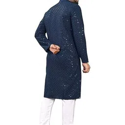KRUDHA Men Geometric Flared Sleeves Thread Work Anarkali Kurta image 2