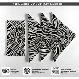 Vargottam 12-Pcs White & Black Printed Cotton Table Napkins image 2