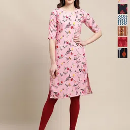 7Threads Selection Of 6 Floral Printed Round Neck Straight Kurta-picture-14