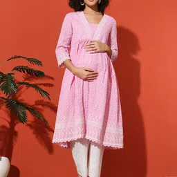 angloindu Women Floral Embroidered Regular Thread Work Pure Cotton Kurta with Trousers-image-27