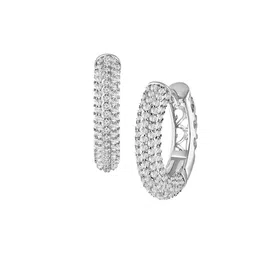 Peora Silver Plated Cubic Zirconia Hoop Earrings image 4
