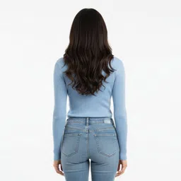 flirty touch Casual Regular Sleeves Solid Women Blue Top image 2