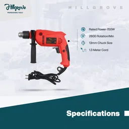 hillgrove in Metal/Wood/Concrete with Reverse Rotation Pistol Grip Drill HPD3 Hammer Drill image 4