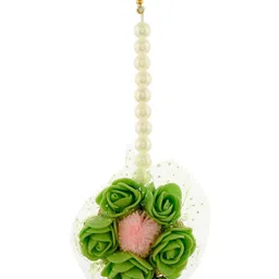 Silvermerc Designs Floral Pearl-Beaded Haldi & Mehndi Jewellery Set image 5