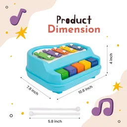 khyali 2-IN-1 Mini Piano and Xylophone Toy with Colorful Keys & 2 Mallets for Kids|K085 image 4