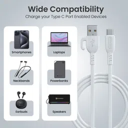 Portronics Type C 3 A 1 m Konnect Core 3 USB-A to Type C,Inbuilt Cable Management Hook,3A image 5
