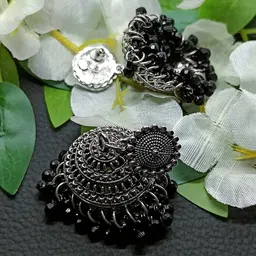 fashion fusion Silver Plated Traditional Jhumka/Jhumki Earring For Women & Girls Alloy, Silver Jhumki Earring image 2