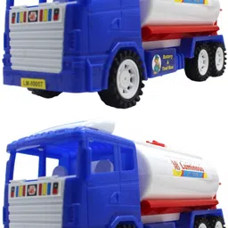 Friction Powered Plastic oil tanker construction truck blue|White toy(big)-image-56