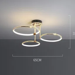 blissbells 3 Light Round Gold Glossy Metal Modern LED Chandelier Lamp Ceiling Light Ceiling Lamp image 3
