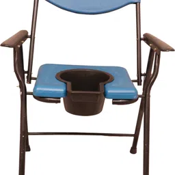 adult care FOLDABLE COMMODE AND CHAIR WITH COLOUR HANDLE Commode Chair Commode Shower Chair image 2