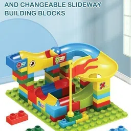 arthasya 100PCS Assembly Block Marble Run Slide Track Building Blocks image 4