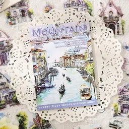 a r international 3 inch Aesthetic Landscape Window View Stickers |20 Sheets Waterproof DIY Scrapbook Set Self Adhesive Sticker image 1