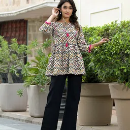 varanga Printed Pure Cotton Stitched Flared/A-line Gown image 1
