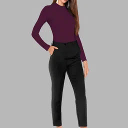 Maheshvi Women Solid High Neck Long Sleeves Regular Top image 2