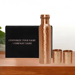 INTERNATIONAL GIFT Copper-Toned Set of 3 Copper Solid Water Bottle-image-81