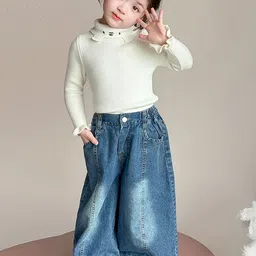 LULU & SKY Girls Ribbed Turtle Neck Fitted Top image 2