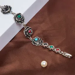 Maasha Sterling Silver Artificial Stones Studded Wraparound Bracelet-picture-41