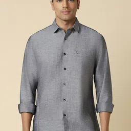 Allen Solly Men Spread Collar Solid Linen Slim Fit Casual Shirt-picture-28